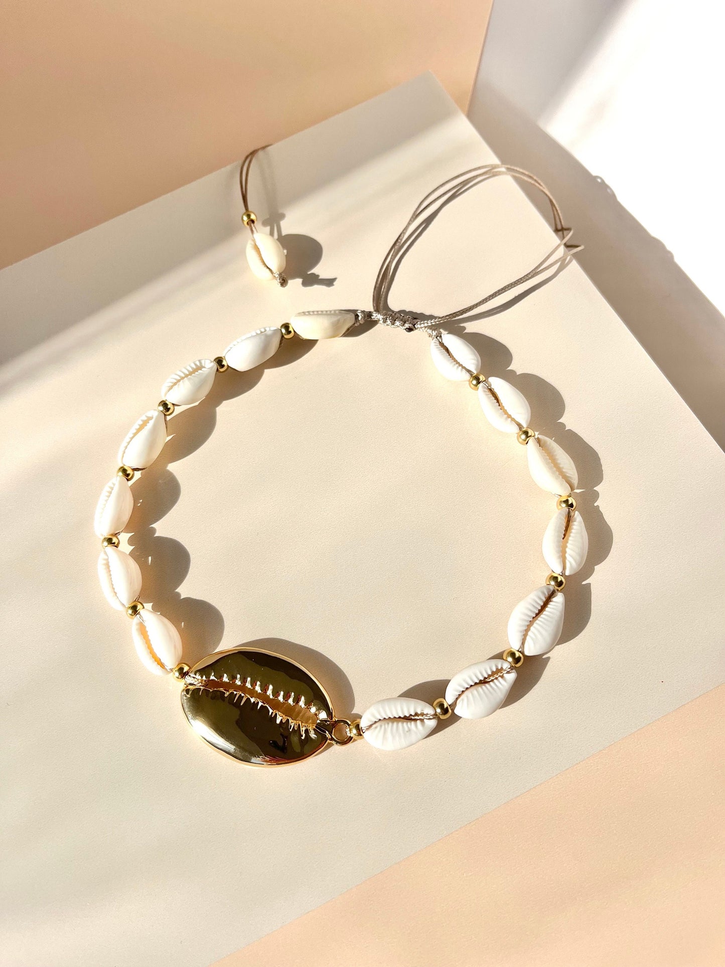 Gold medallion cowrie shell choker necklace Large cowrie shell statement collar gold filled luxury cowrie shell jewelry for her