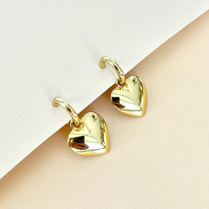 Gold love heart necklace Large gold puffy love heart pendant Gold love Heart Necklace charm Big love Heart Pendant Necklace Gift for her