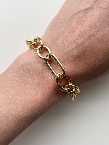 Chunky gold chain necklace with lock charm