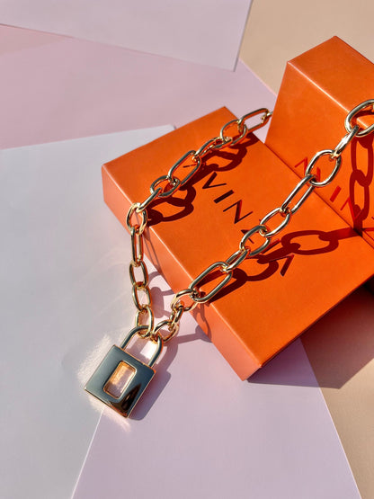 Padlock pendant necklace in gold finish