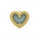 Gold Heart Pendant with Turquoise Cabochon 27mm Teal jewelry