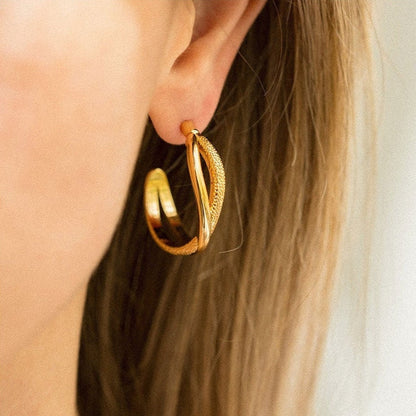 Double hoop earrings close-up