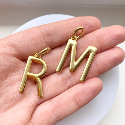 Custom letter pendant necklace in 18k gold finish