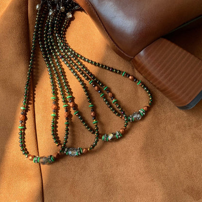 Handmade green beads necklace for women