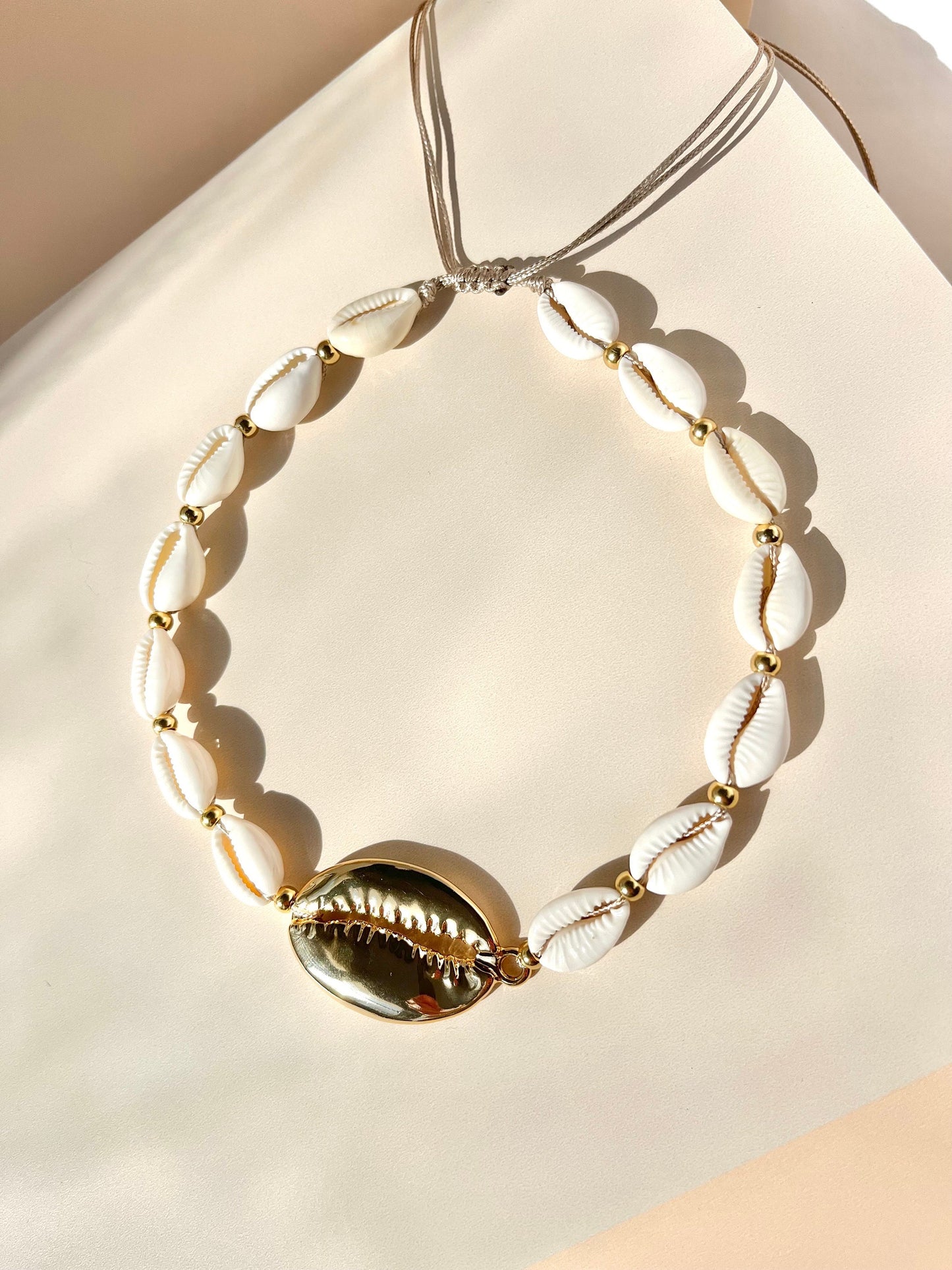 Gold medallion cowrie shell choker necklace Large cowrie shell statement collar gold filled luxury cowrie shell jewelry for her