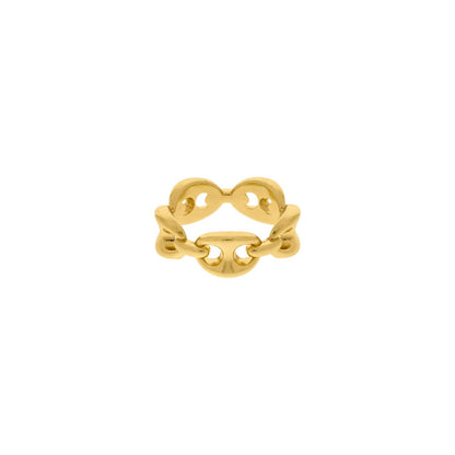 Gold Puffed Mariner Chain Ring