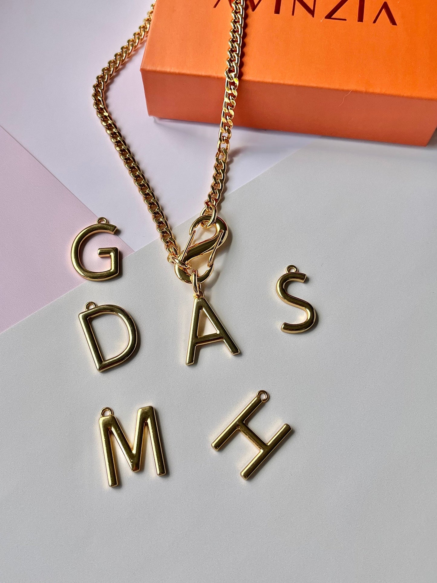 Carabiner Initial Letter Necklace