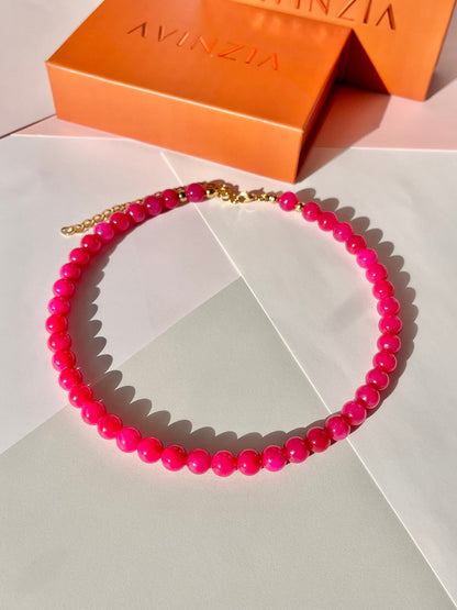 Pink Fuchsia Beaded Necklace