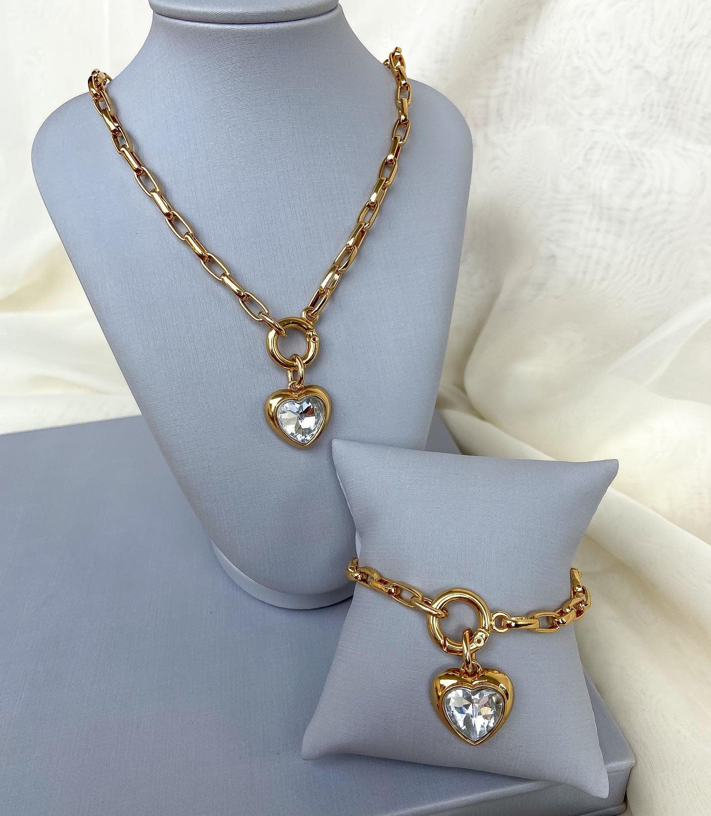 Mother's Day Heart Necklace Ser | Heart  Charm Bracelet | Diamond Love Heart Necklace