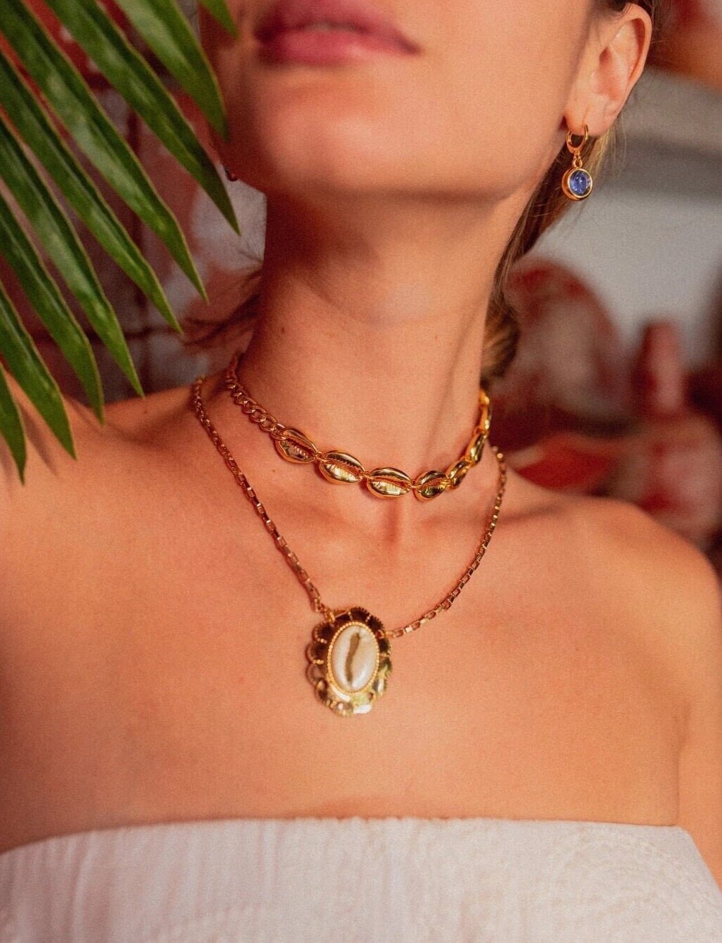 Gold Cowrie Shell Charm Choker Necklace | Mermaid Layered Necklace| Gift for Mom | Mothers Day Jewelry Gift | Fashion Jewelry | Gift for Her
