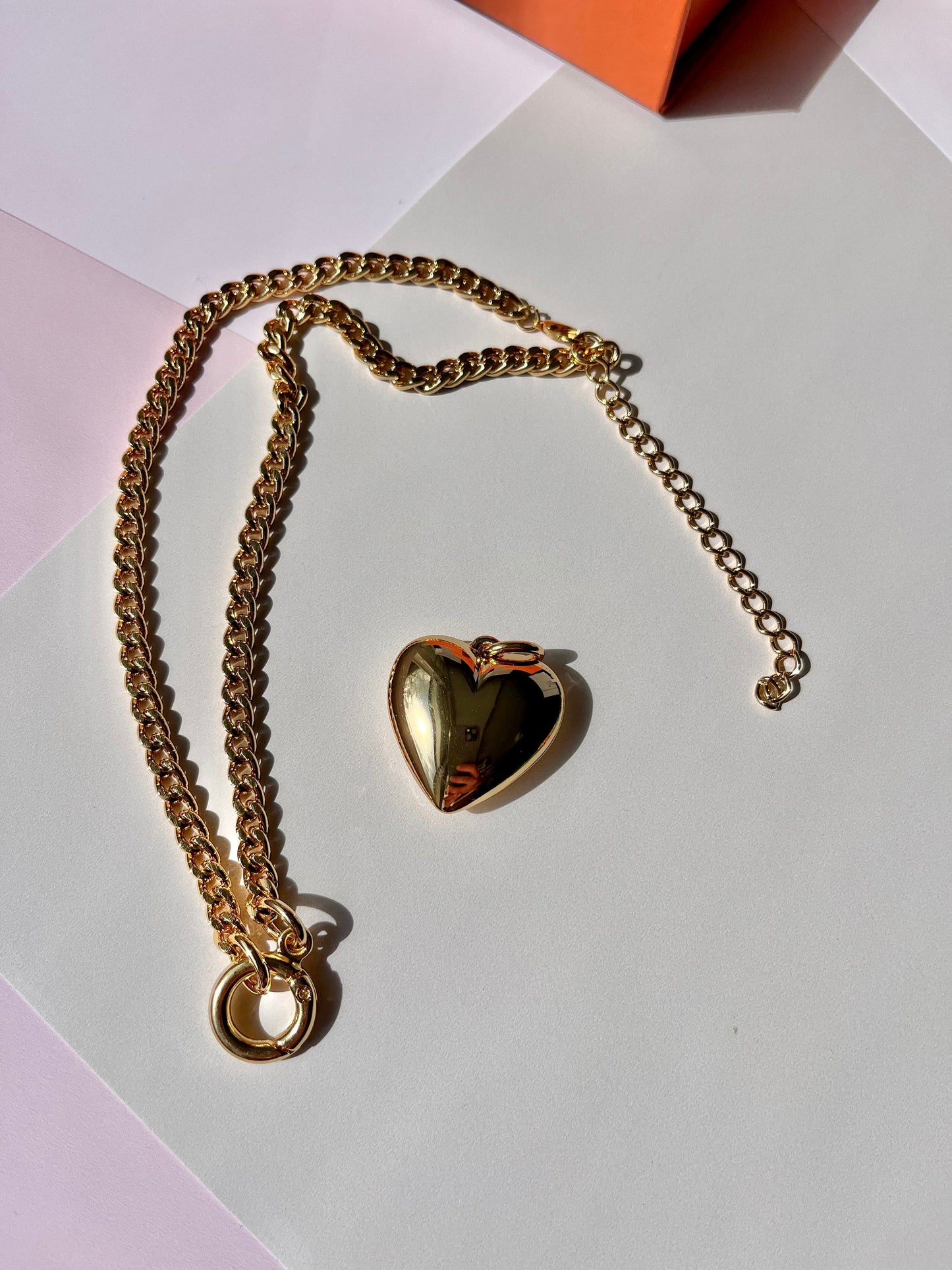 Gold Love Puff Heart Necklace