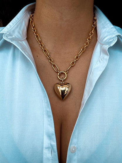 Puff heart charm necklace styled for gifting