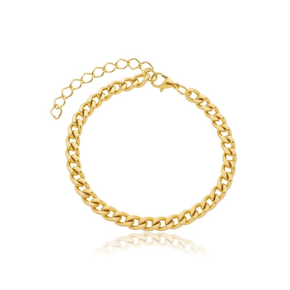 Gold Curb Chain Anklet