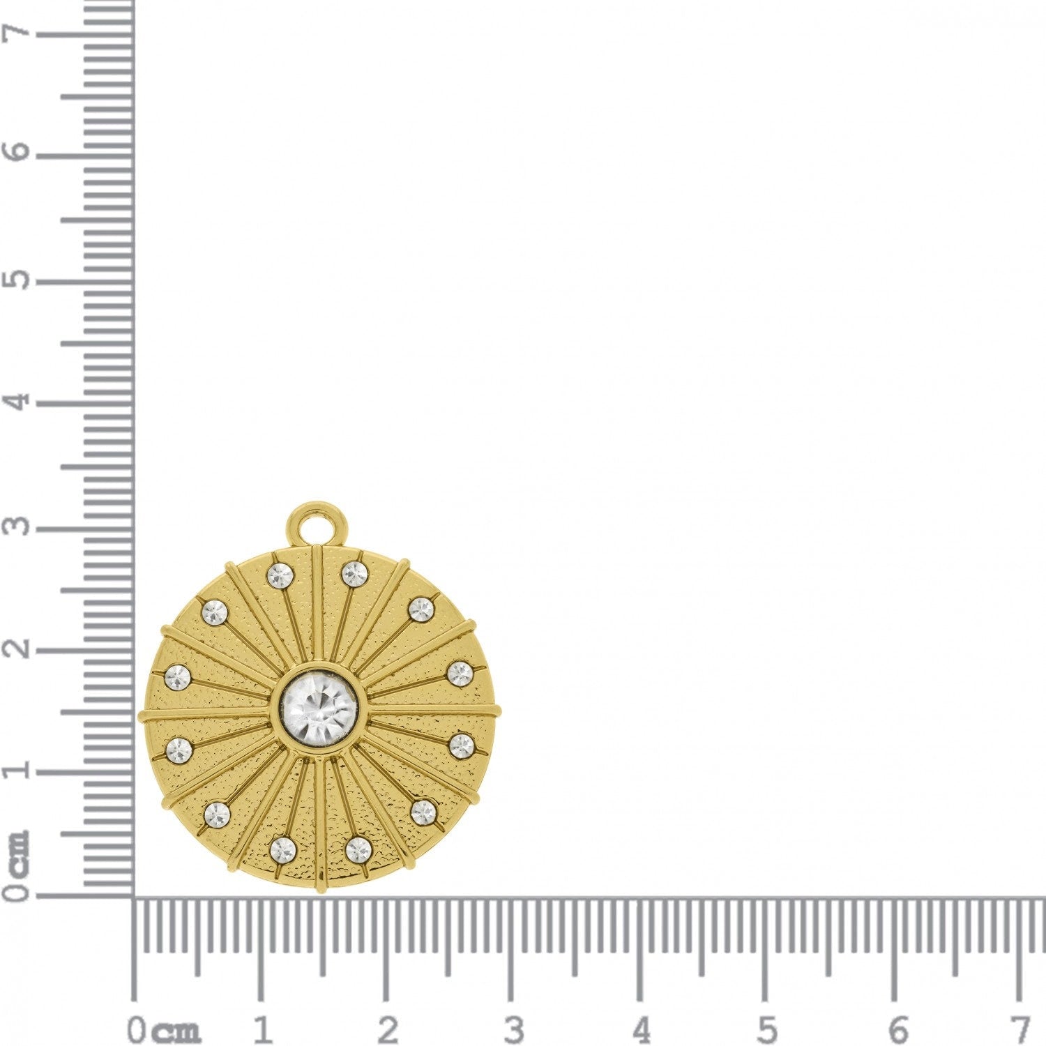 Paved Coin Charm 32mm | Charms for Sale | Gold Coin Charm | Paved Round Coin Charm