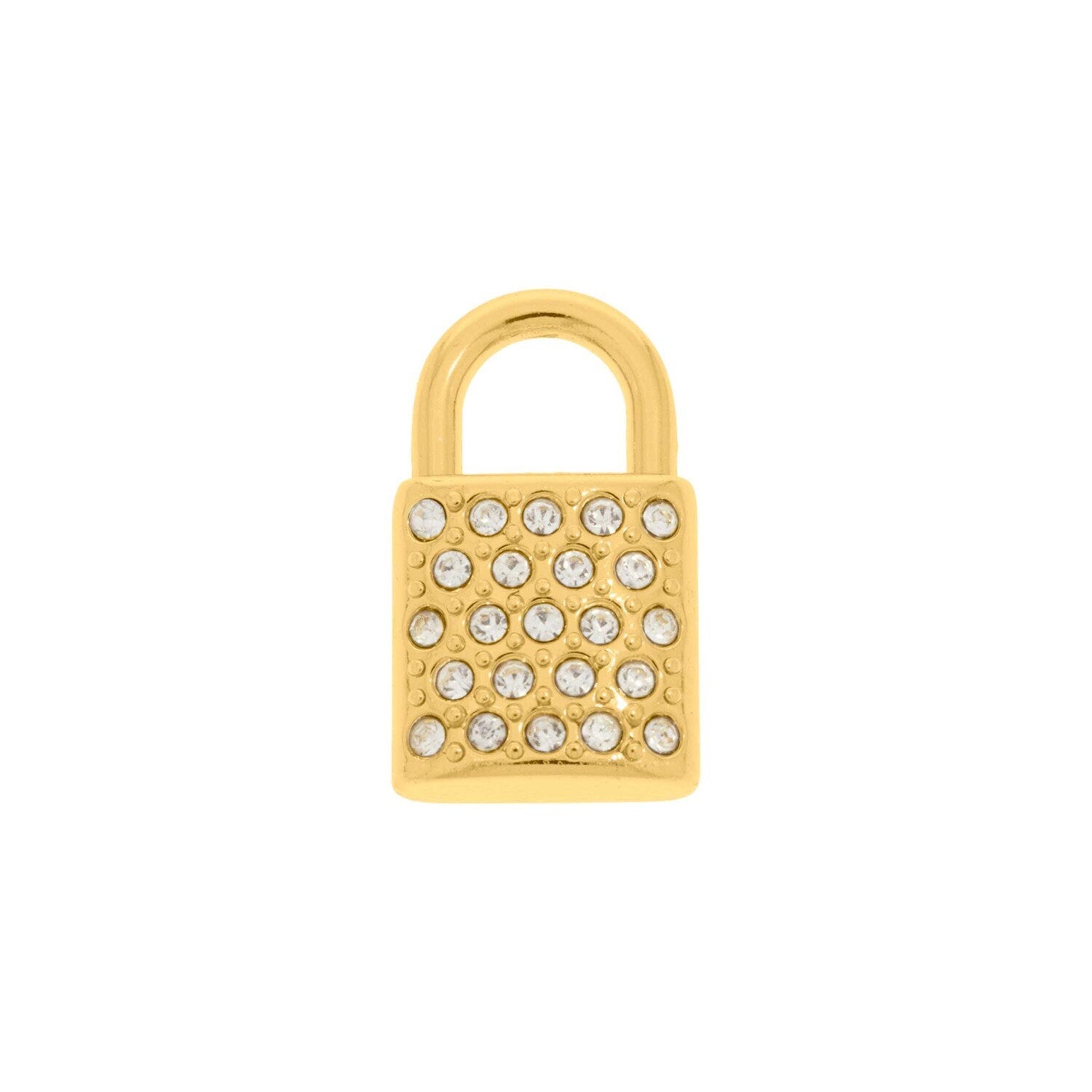 Paved Lock Charm 28 mm | Charms for Sale | Gold Lock Charm | Lock Charm