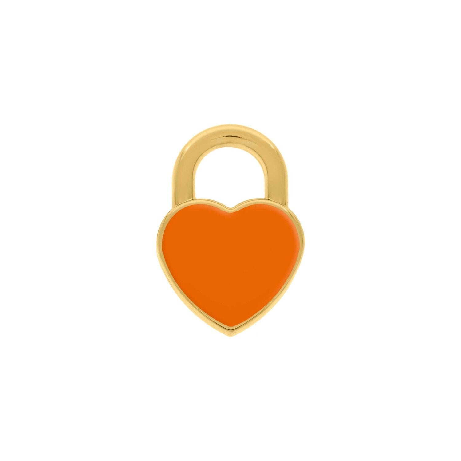 Enamel Heart Lock Charm 27 mm | Charms for Sale | Gold Heart Charm | Lock Heart Charm | Forever in My Heart | Pink Lock Heart | Orange Heart