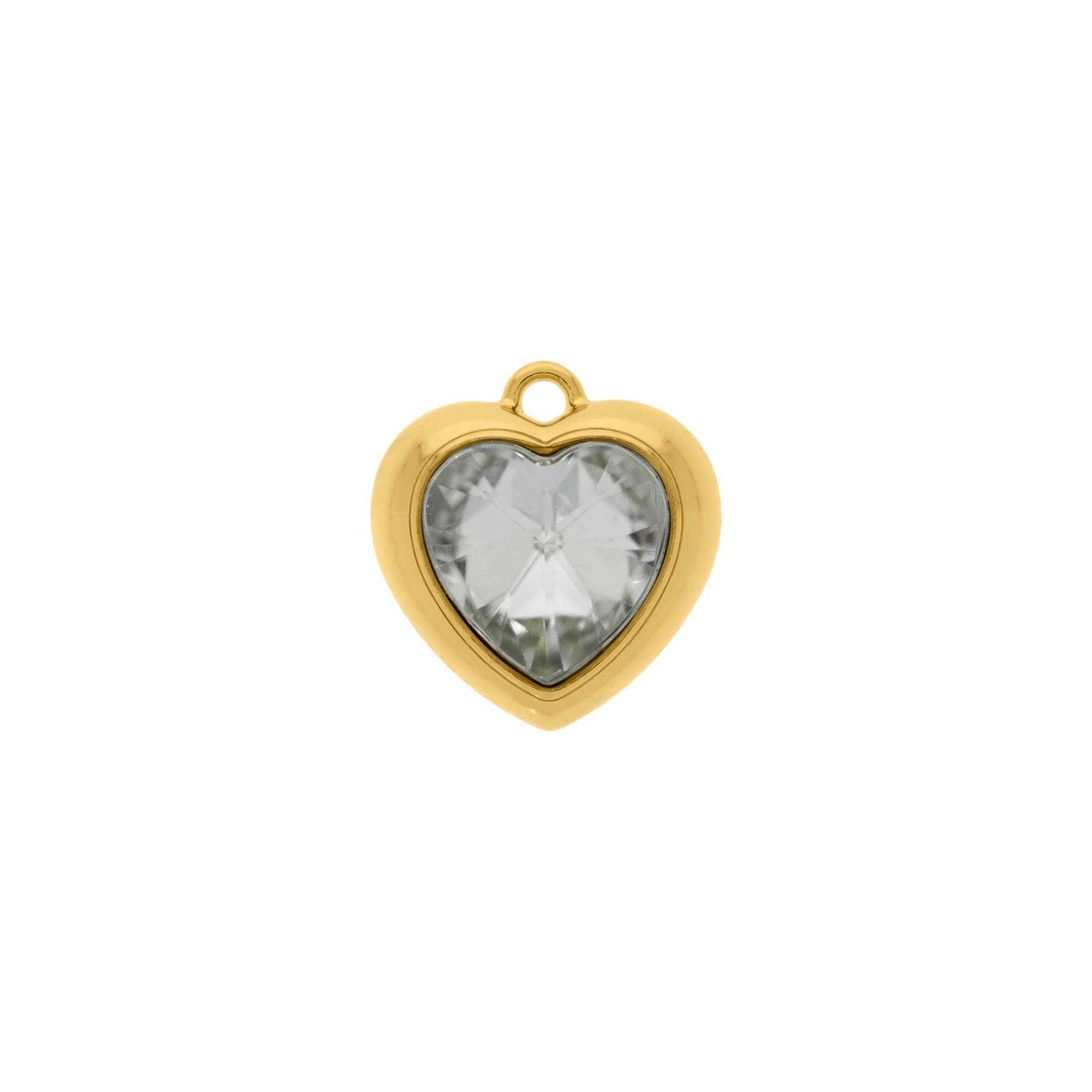Crystal Heart Charm 23mm | Charms for Sale | Gold Heart Charm | Diamond Heart Charm