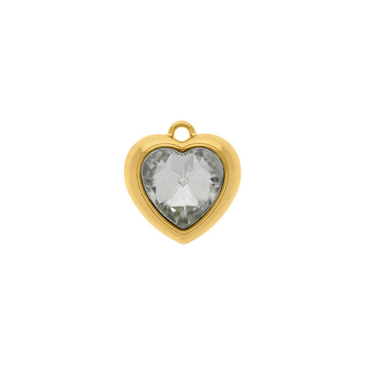 Crystal Heart Charm 23mm | Charms for Sale | Gold Heart Charm | Diamond Heart Charm