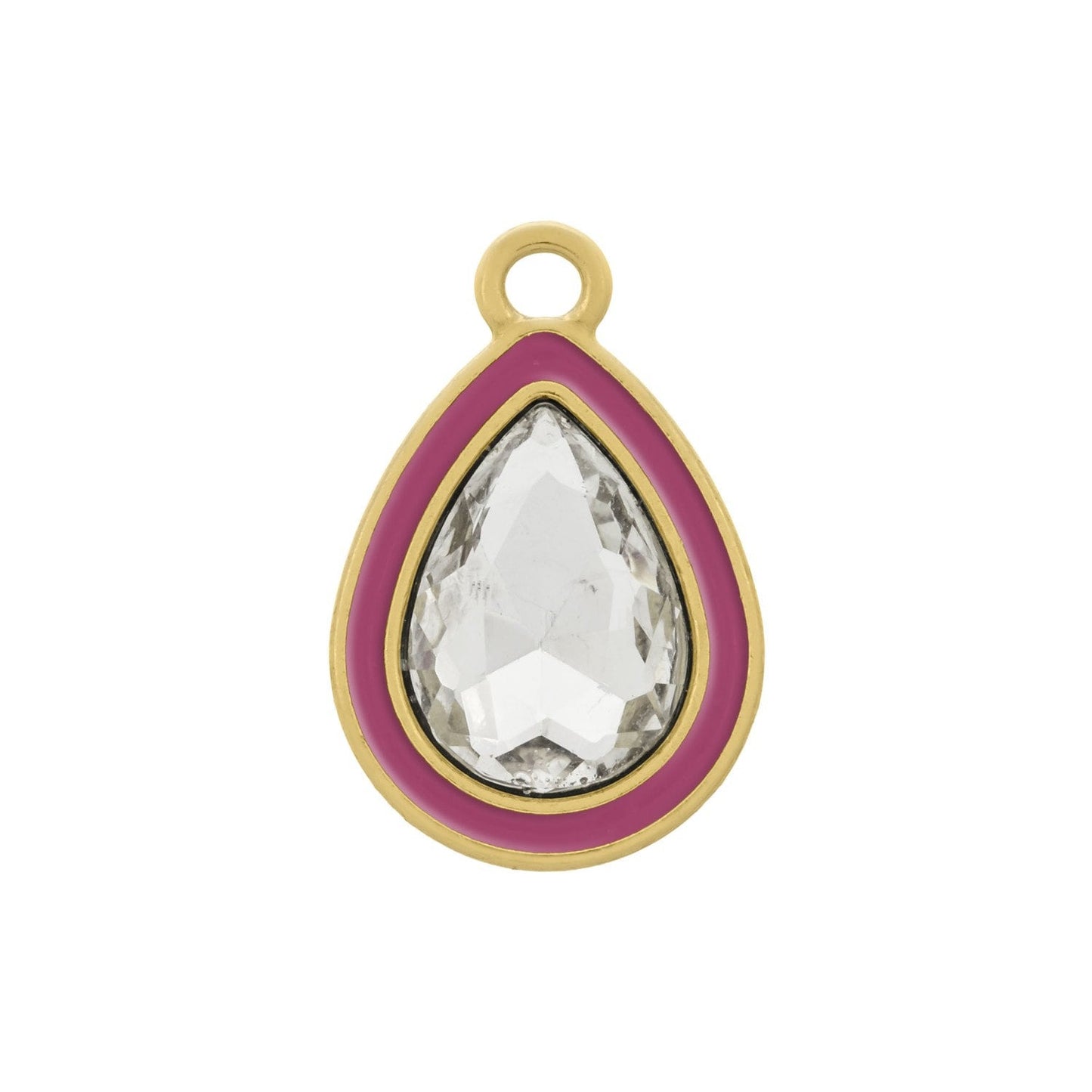 Crystal Pink Drop Charm 23mm | Charms for Sale | Enamel Charm Droplet