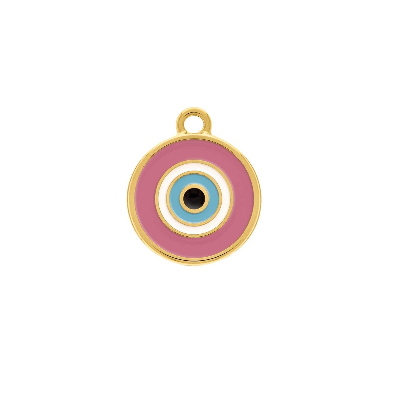 Enamel Evil Eye Coin Charm 20mm | Charms for Sale | Pink evil Eye Coin | Turquoise Evil Eye Charm | Orange Evil Eye Charm