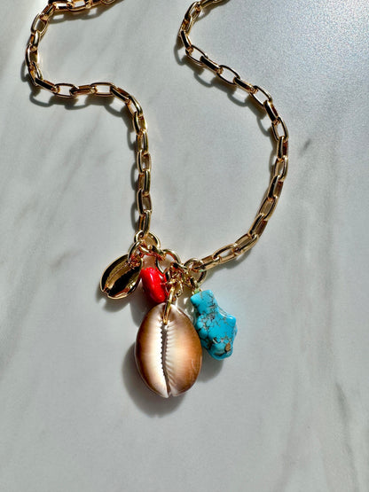 African Cowrie Shell Pendant | Natural Shell Charm Necklace