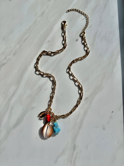 African Cowrie Shell Pendant | Natural Shell Charm Necklace