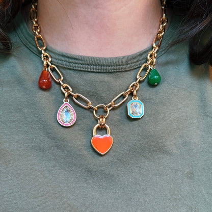 Multi charm necklace with gemstone teardrops – AVINZIA