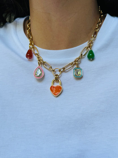 Fun charms necklace chain with crystal drops – AVINZIA