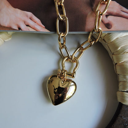 18” Gold Shackle Clasp Chain | Spinning Globe Charm Necklace | Convertible Necklace | Statement Chain Necklace
