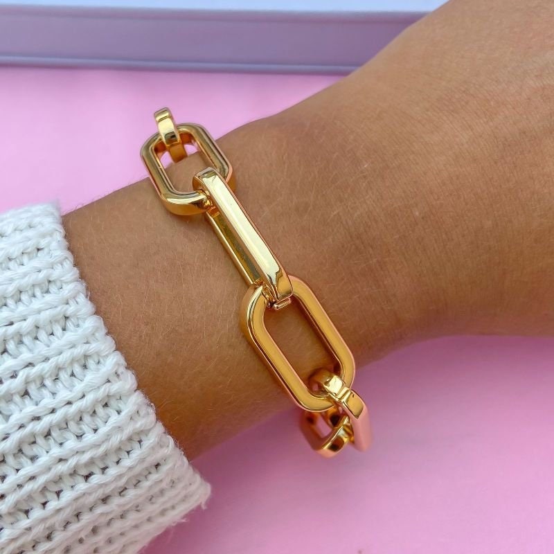 Gold Chunky Choker | Large Padlock Chain Necklace Lobster Clasp Necklace Layering Chain Necklace Cute Necklace| Gift For Mom