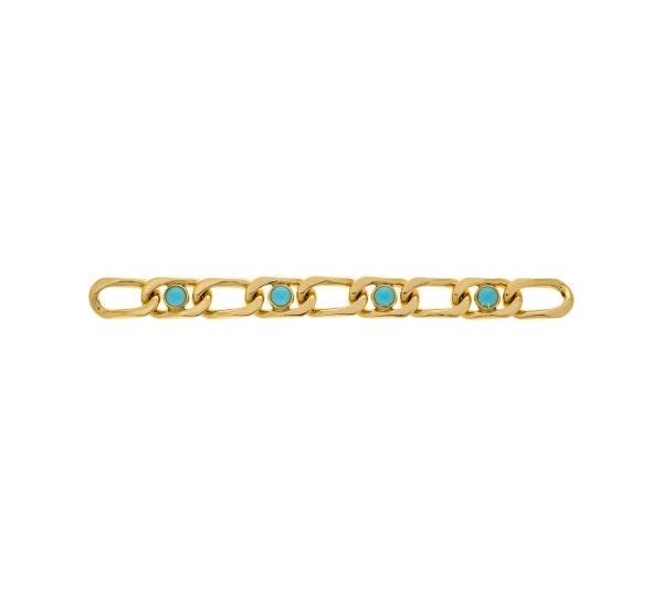 7” Gold Curb Chain Bracelet | Gold and Turquoise Bracelet For Women | Gift for Her | Summer Bracelet | 18k Gold Filled Bracelet