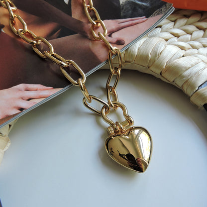 18” Gold Shackle Clasp Chain | Spinning Globe Charm Necklace | Convertible Necklace | Statement Chain Necklace