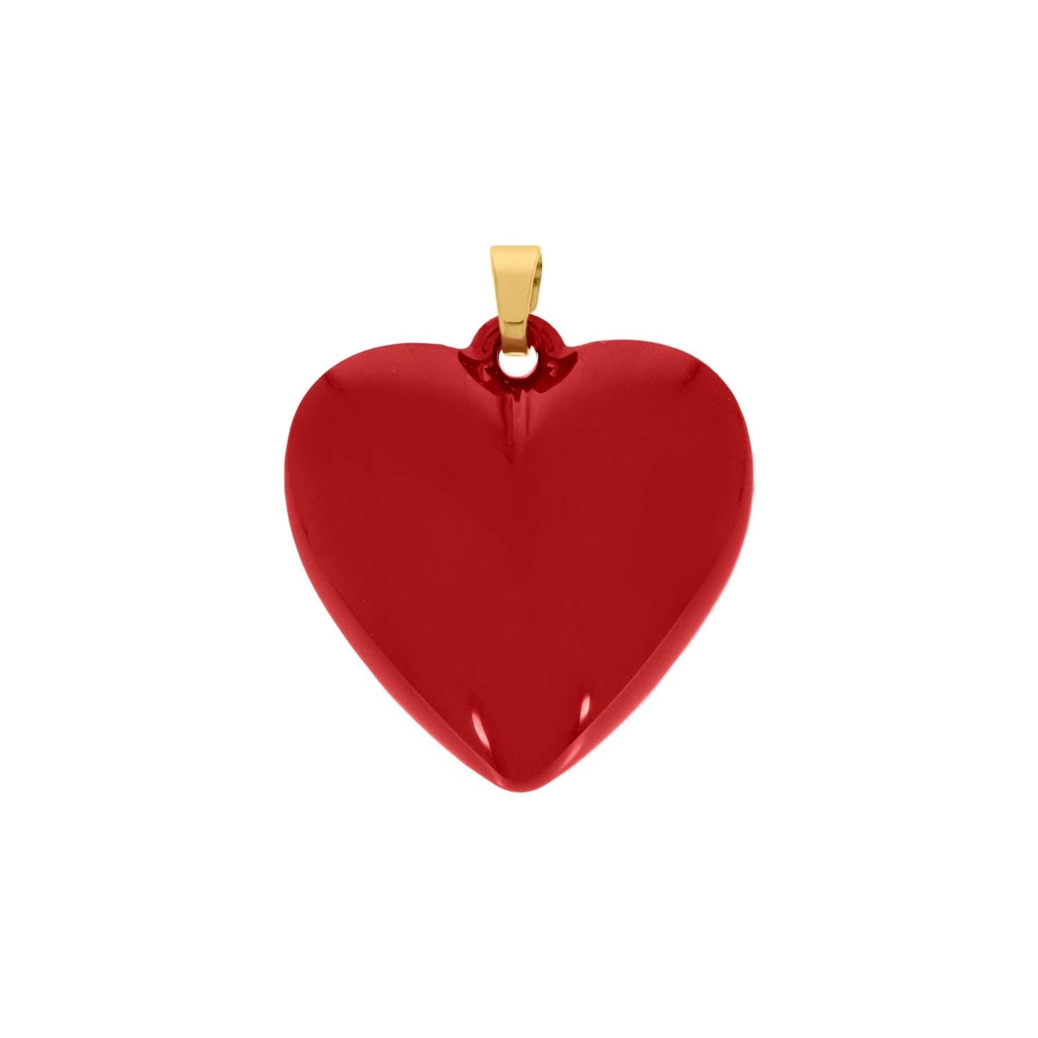 Hot Pink Enamel Heart Charm 32mm