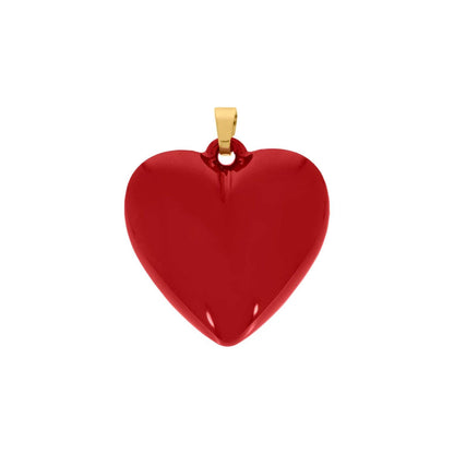 Orange Enamel Heart Charm 32mm