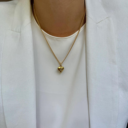 Gold heart charm earrings and necklace set — gift-ready handmade jewelry by AVINZIA