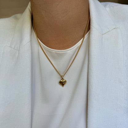 Gold heart charm earrings and necklace set by AVINZIA