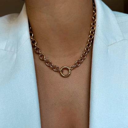 Lock padlock pendant necklace on paperclip chain — handmade in Florida by AVINZIA