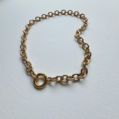 Lock padlock pendant necklace on paperclip chain by AVINZIA — handmade coastal jewelry