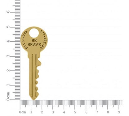 Be brave key charm 47mm gold pendant with message — handmade in Florida by AVINZIA