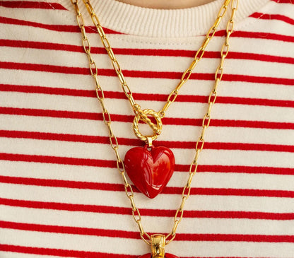 Orange Enamel Heart Charm 32mm