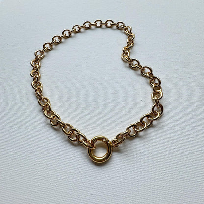 Lock padlock pendant necklace on paperclip chain — handmade in Florida by AVINZIA