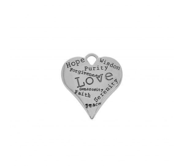 33mm Silver Wishes Love Heart Charm