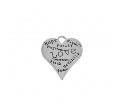 33mm Silver Wishes Love Heart Charm
