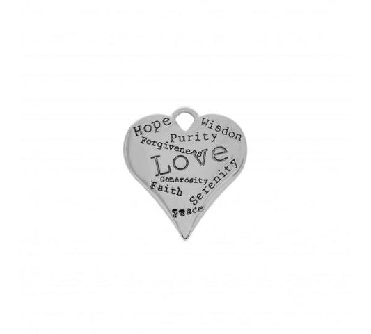 33mm Silver Wishes Love Heart Charm