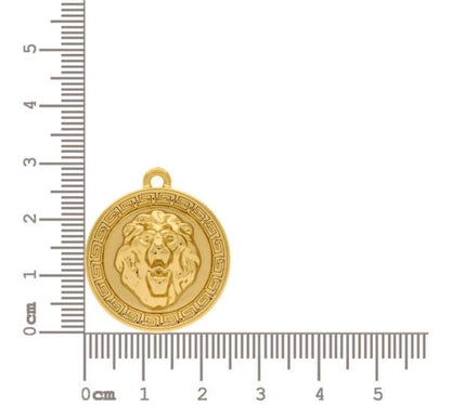 Lion charm 29mm gold pendant for charm necklaces — handmade in Florida by AVINZIA