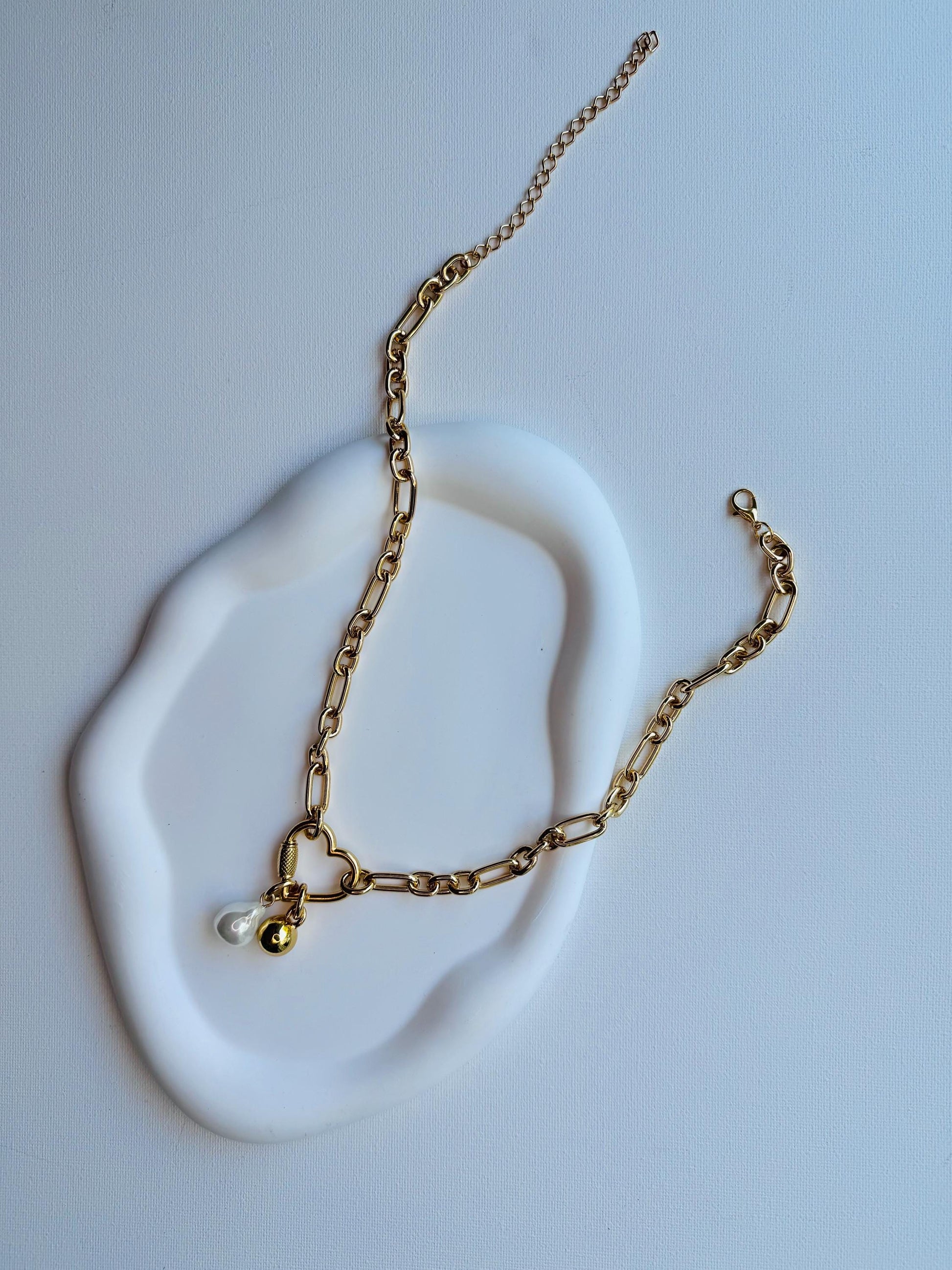 Heart Carabiner Necklace | Clasp Necklace Heart Carabiner Pendant Chunky Chain With Heart Chunky Heart Charm Choker Necklace Gift For Her