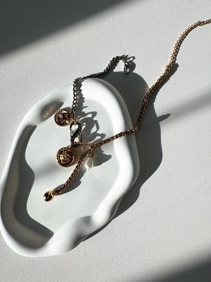 Lion and fish Y lariat necklace with carabiner charm clasp — gift-ready handmade jewelry by AVINZIA