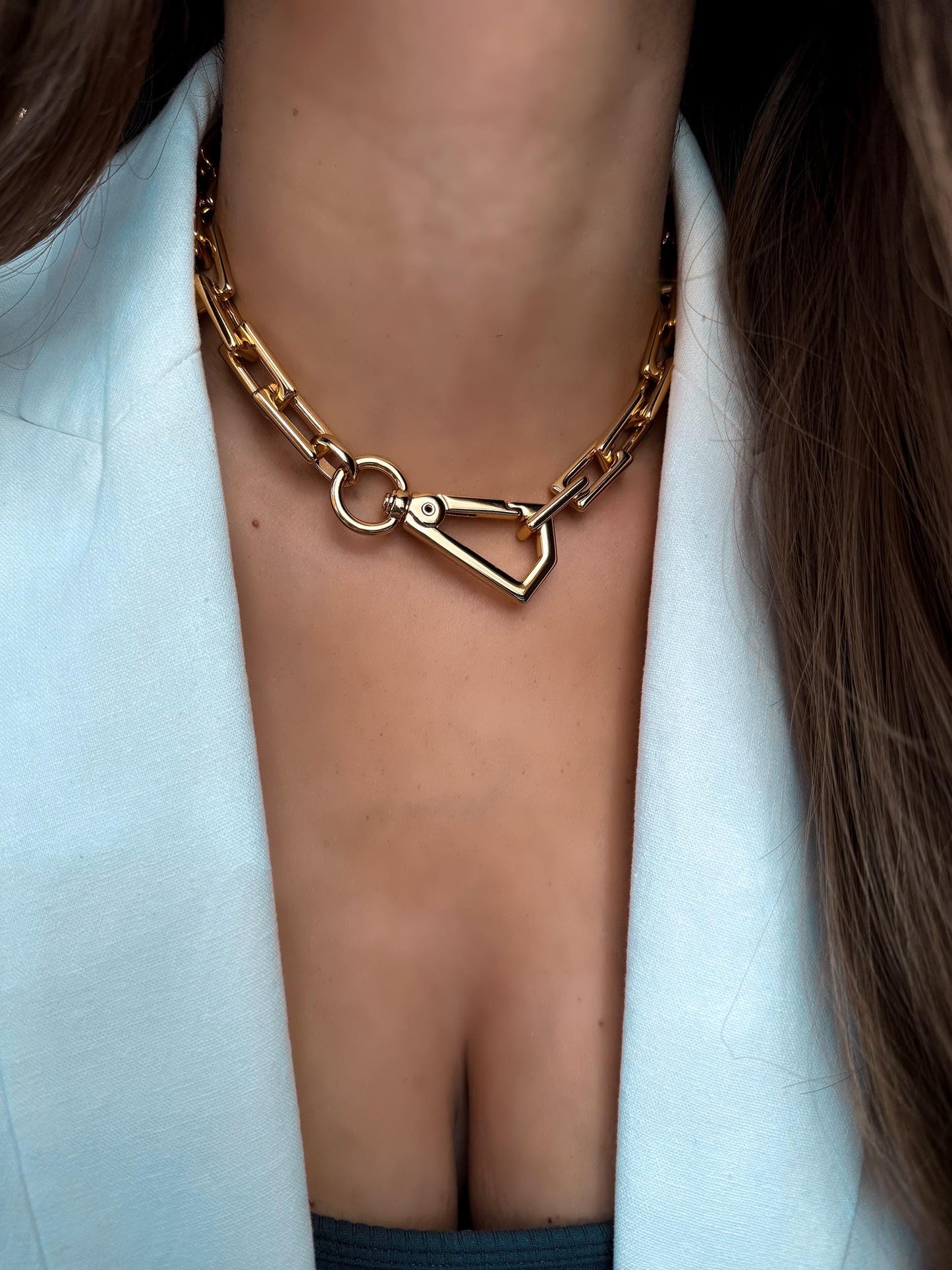 Chunky Gold Choker Set | Large Padlock Chain Necklace Lobster Clasp Necklace Layering Chain Necklace Cute Necklace| Gift For Mom Christmas