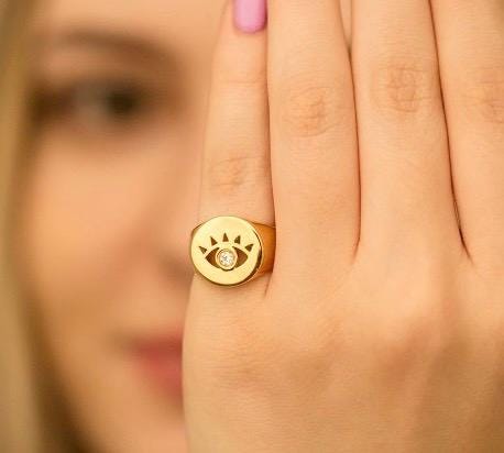 Evil Eye Pinky Ring for Women | Christmas Gift For Her