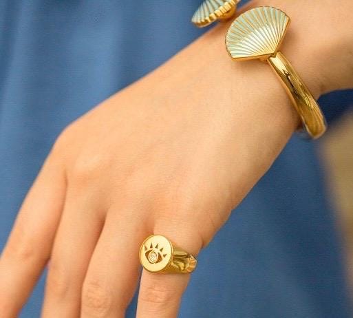 Evil Eye Pinky Ring for Women | Christmas Gift For Her